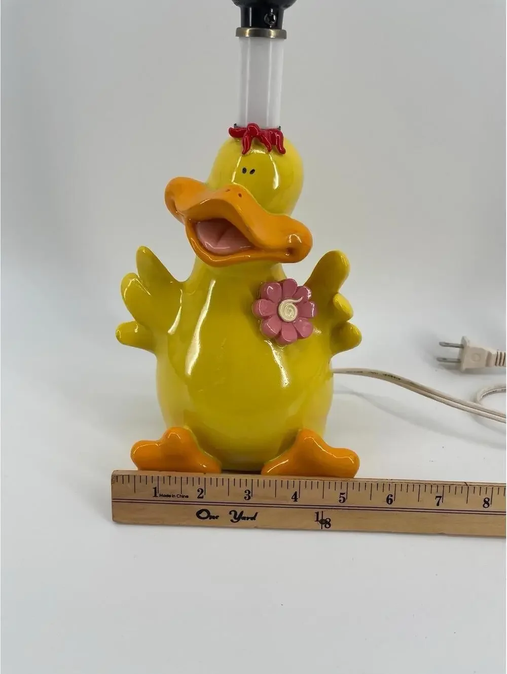 Vintage 1970s 1980s Yellow Duck Ceramic Table Lamp Nursery Decor 14” Tested
